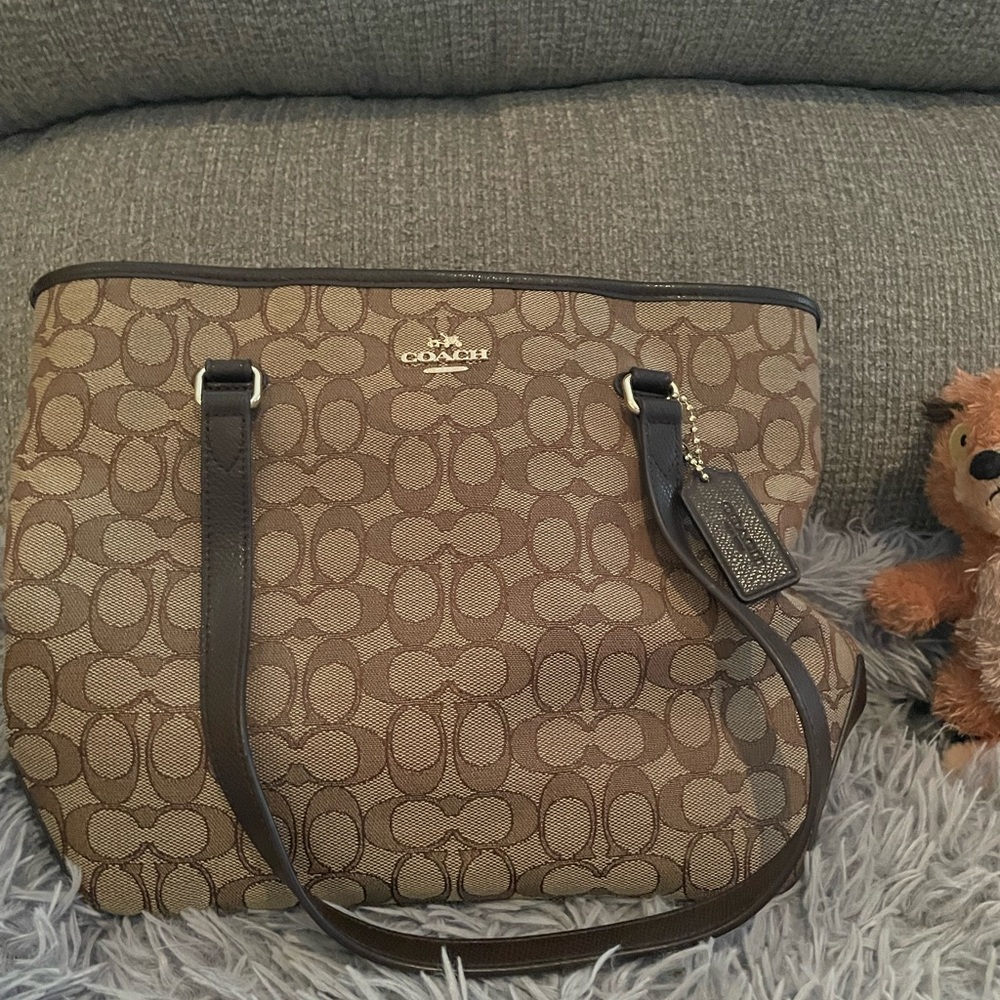 Coach Tan and Brown Signature Tote